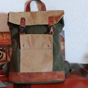 TSD leather/cotton canvas backpack